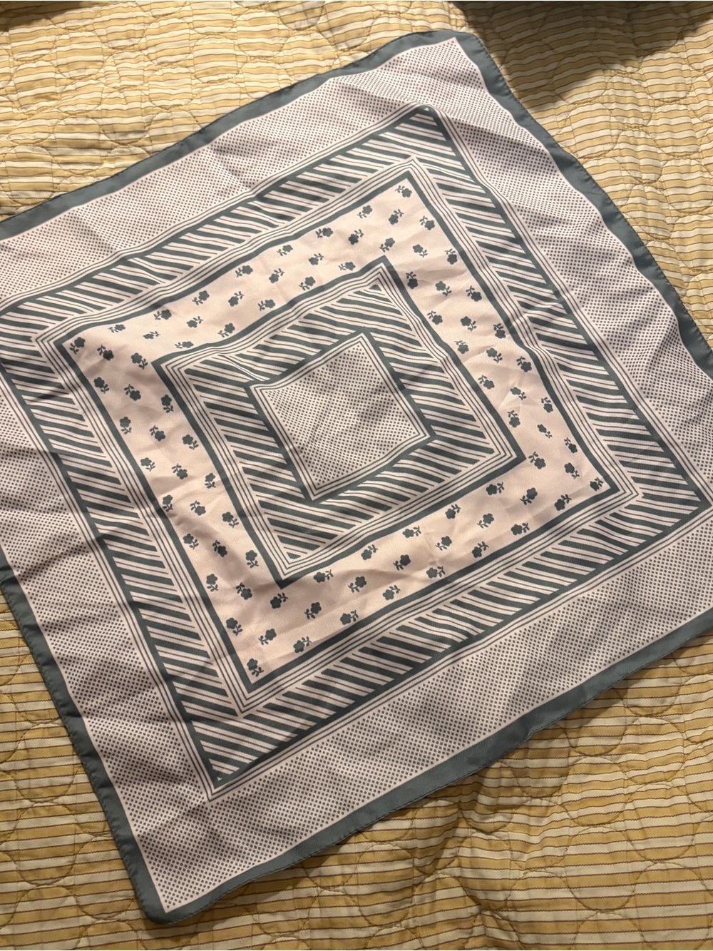 Patterned Scarf Mixed Print Pocket Square in Soft Pink and Slate Gray
